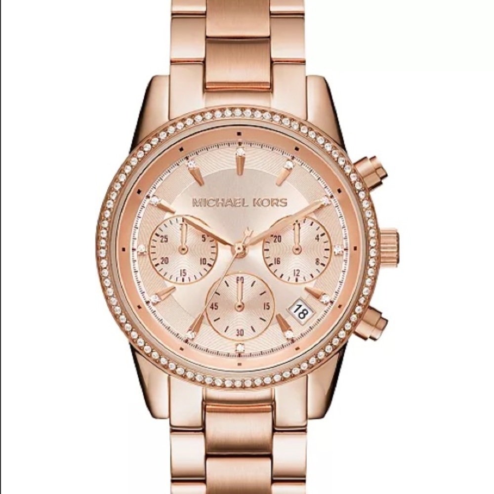 Michael Kors Women's Chronograph Ritz Stainless Steel Bracelet Watch 37mm